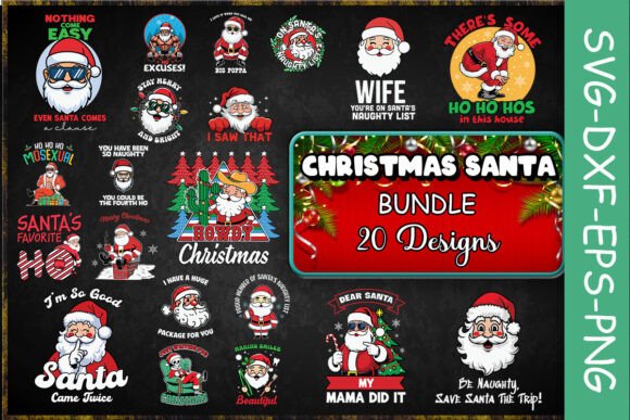 Funny Christmas Santa SVG Bundle: Graphics and Crafts for Sellers