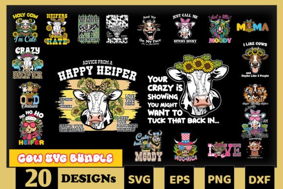 Funny Cow SVG Bundle: Graphics and Crafts for Handmade Sellers