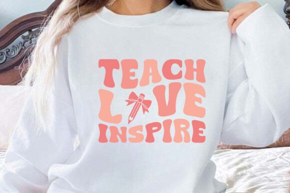 Teach Love Inspire SVG, Retro Teacher Graphics and Crafts